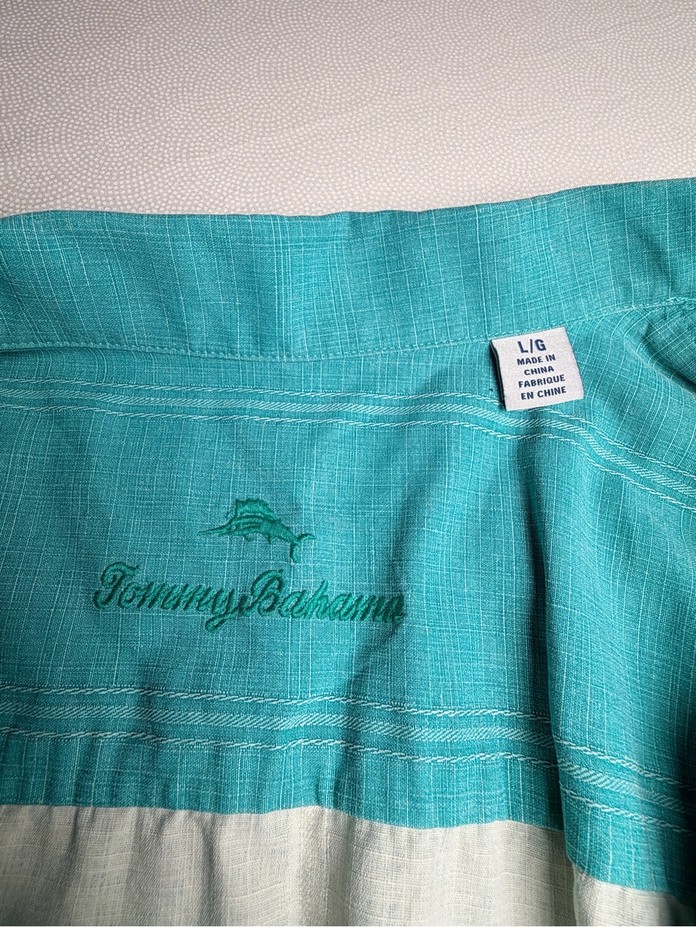 Tommy Bahama Men’s L 100% Silk Camp Shirt Teal Blue Floral Jacquard - Picture 5 of 8